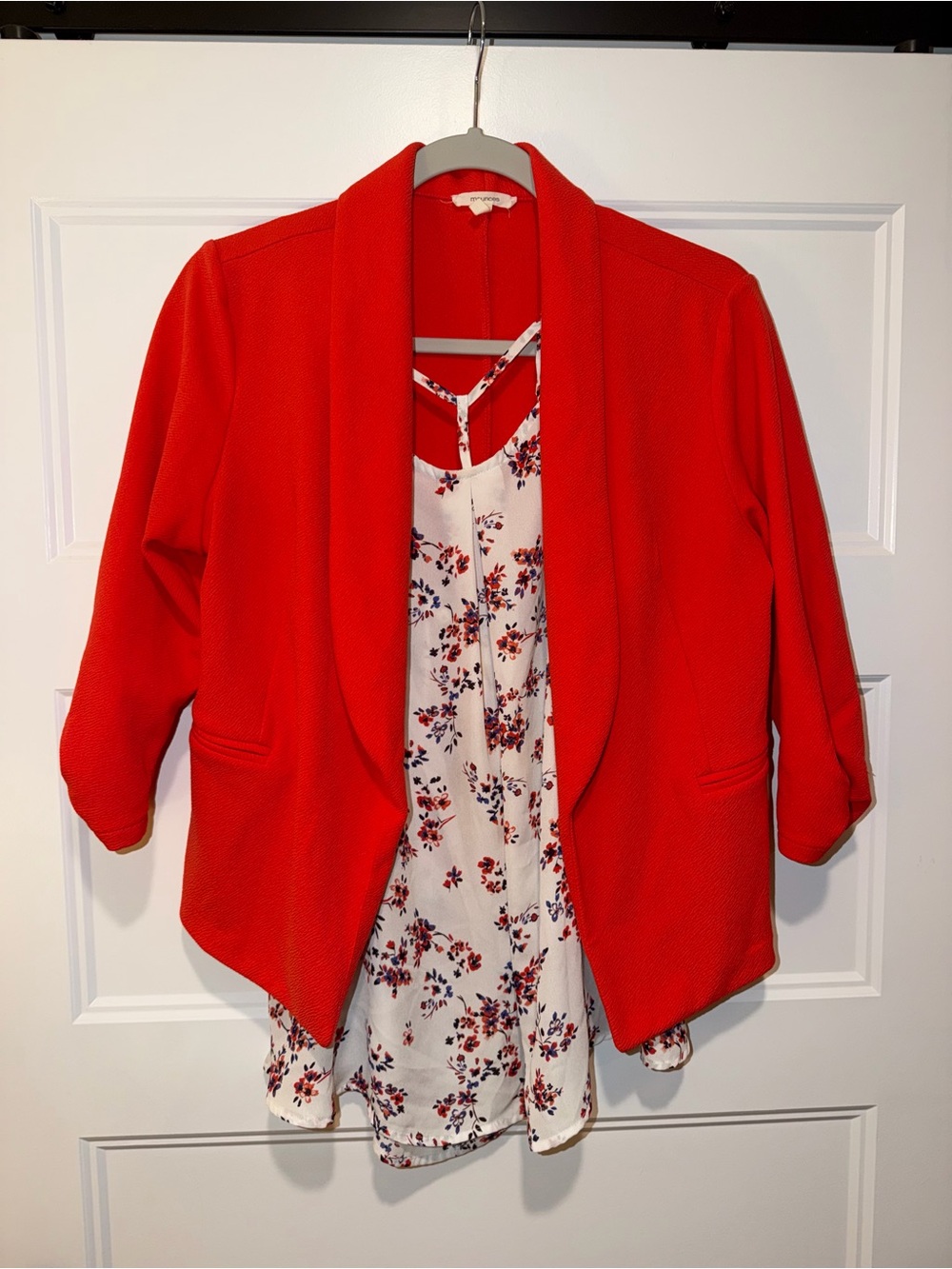 Maurices Bright Red Open-Front Blazer and Tank combo